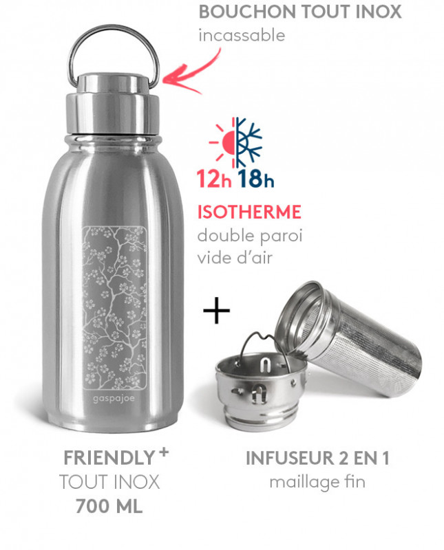 Bouteille Isotherme Infuseuse - Motif Cerisier - 700ml