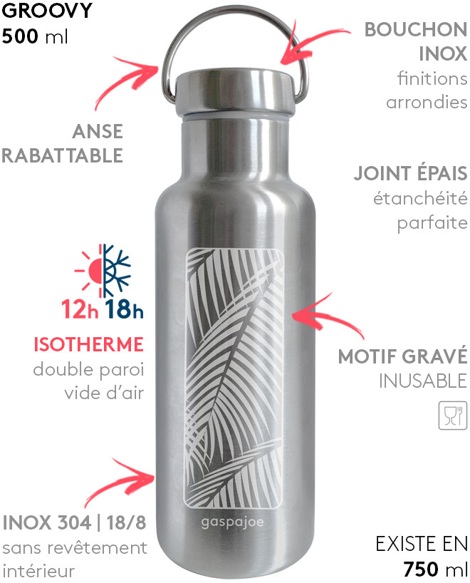 Bouteille Inox isotherme 500ml - Groovy 500ml